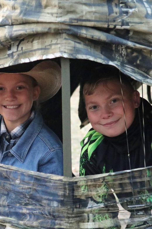kids hanging in out in hunting blind