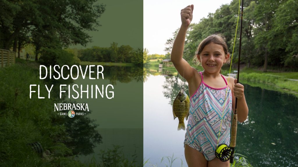 Girl with her catch on a fly fishing rod