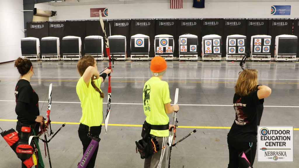 Young archers shooting at FITA targets at 20 yds