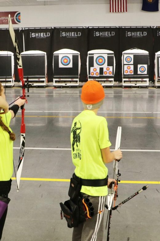 Young archers shooting at FITA targets at 20 yds