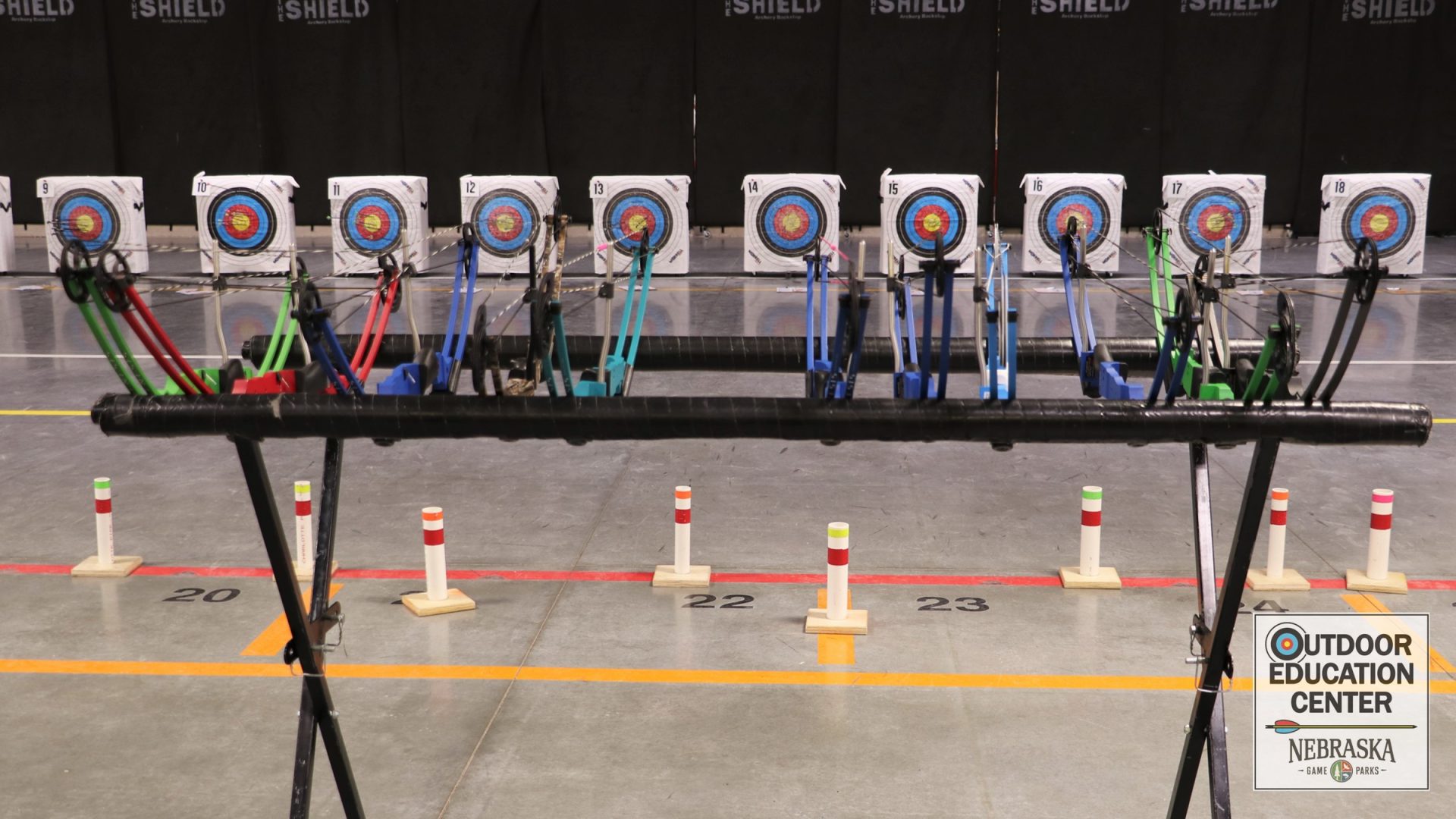 NASP bales and Genesis bows in archery range