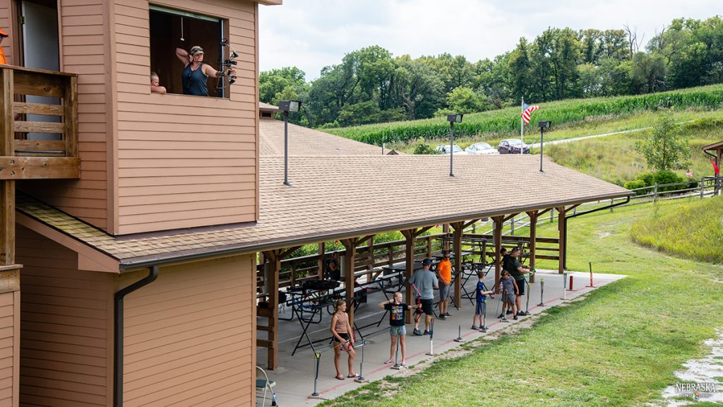 People shoot in the archery range at the Roger Sykes Outdoor Heritage Education Complex at Platte River State Park in Cass County.