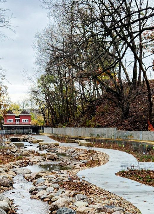 Schramm Park SRA with the interactive stream, treehouse and hatchery.