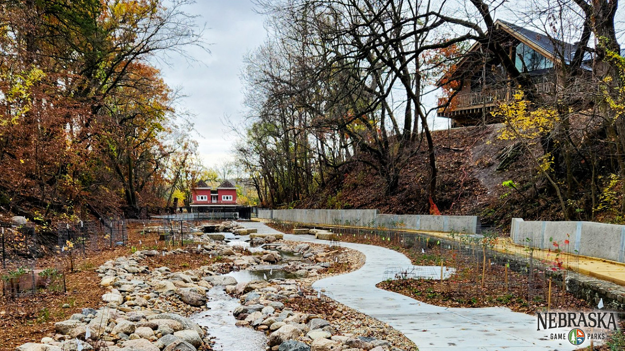 Schramm Park SRA with the interactive stream, treehouse and hatchery.