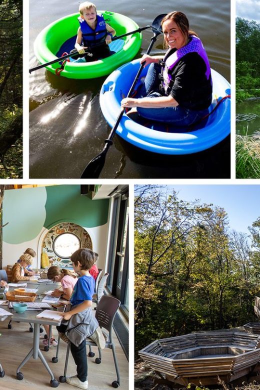 A collage of outdoor scenes and activities at Schramm Park SRA.