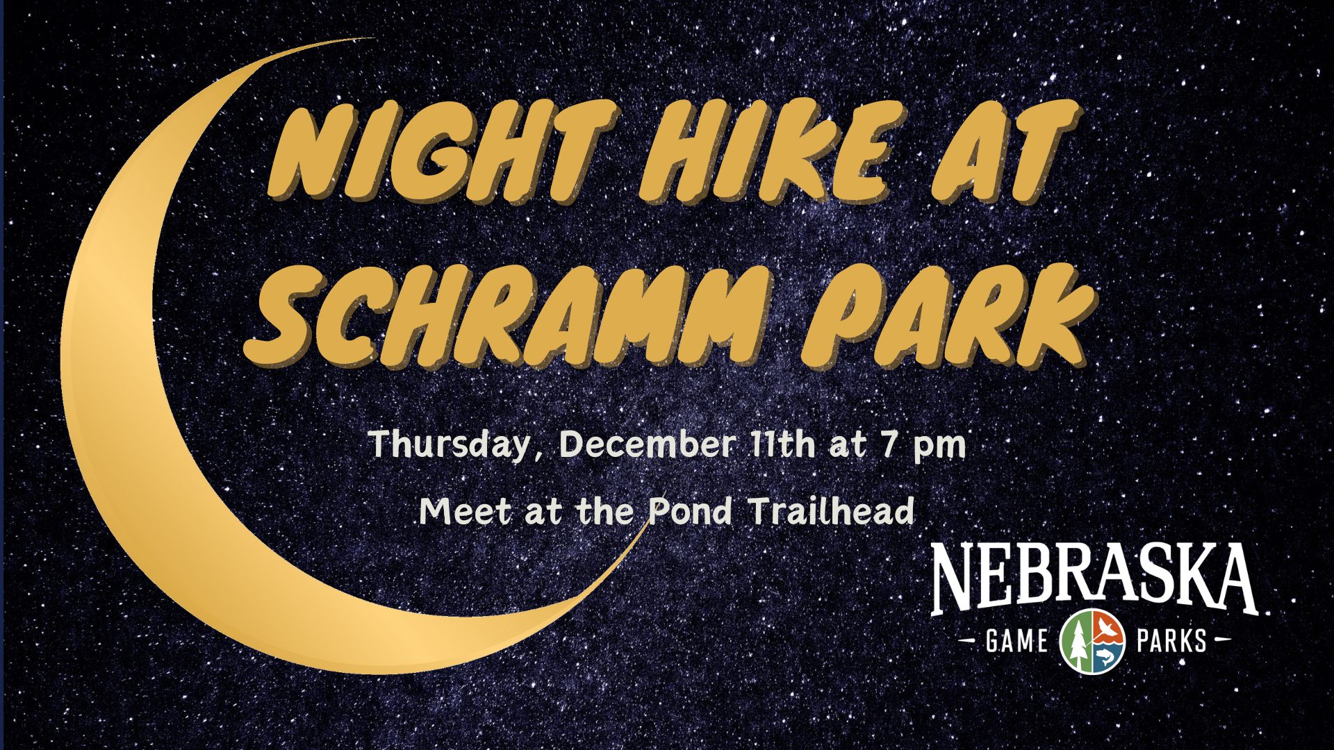 Graphic for night hike at Schramm Park SRA