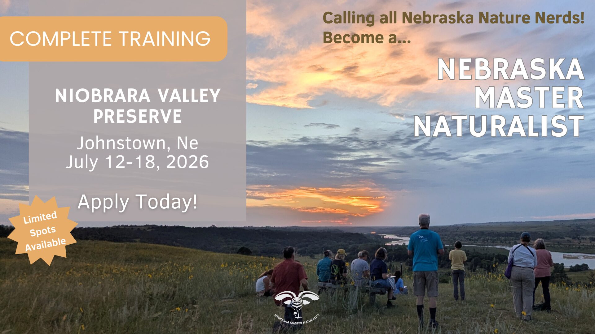 Graphic for Nebraska Master Naturalist training at Niobrara Valley Preserve