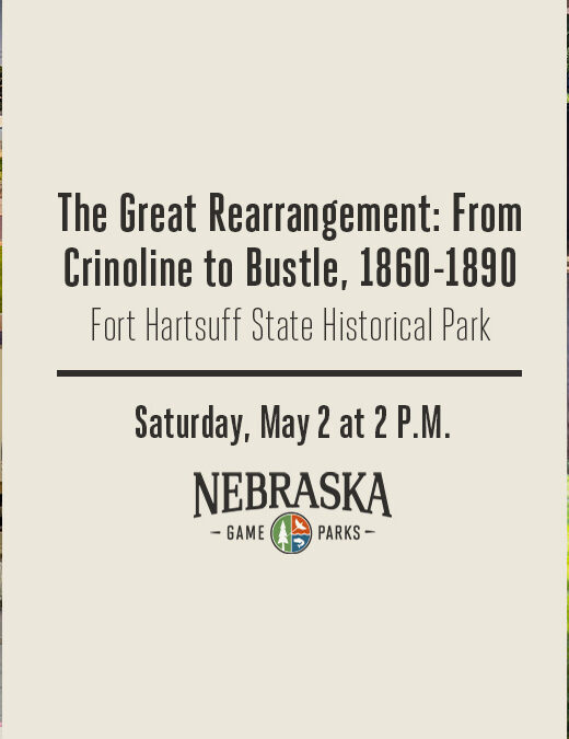 Event graphic for an event about historic women's clothing at Fort Hartsuff State Historical Park.