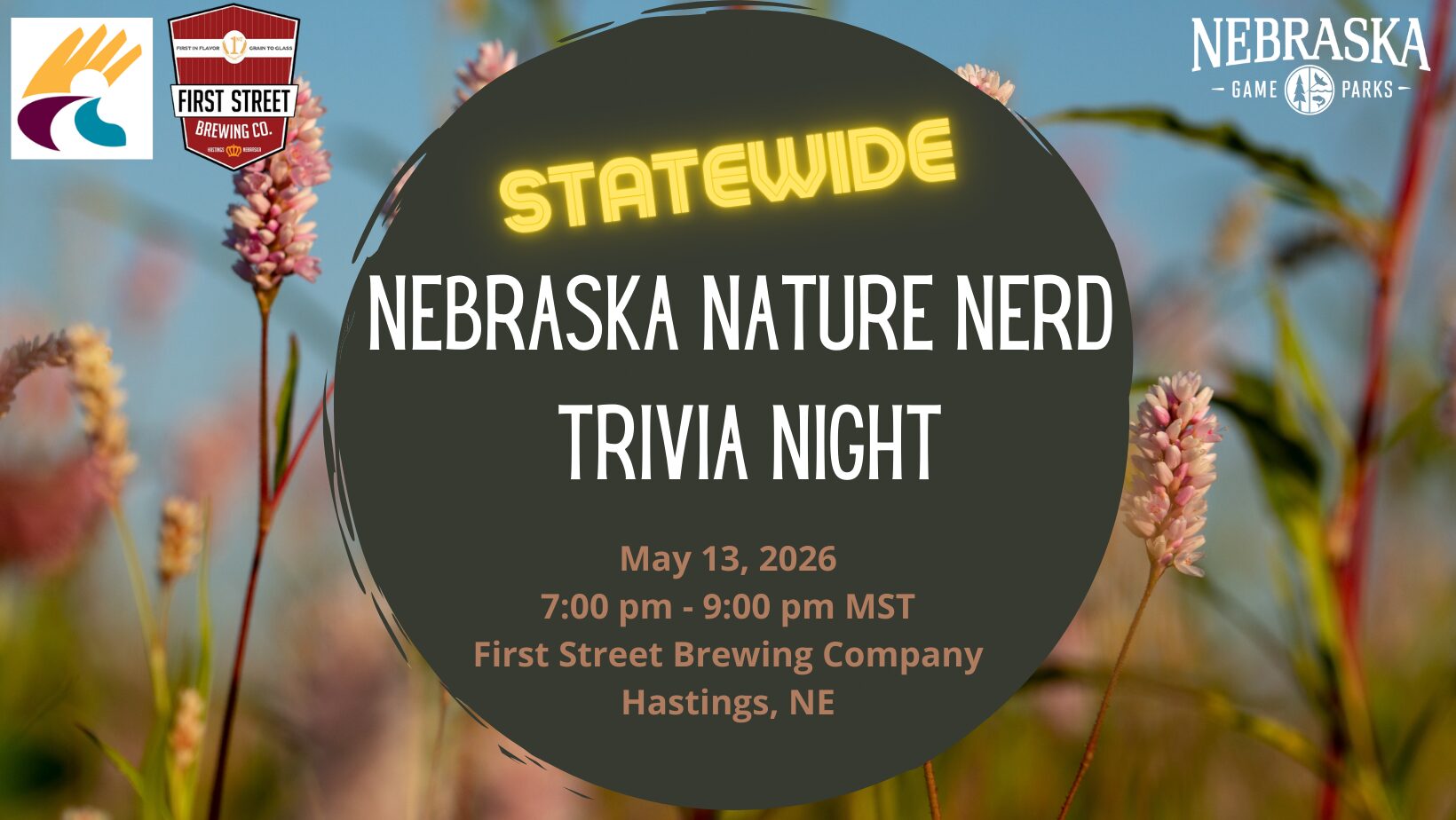 Event graphic for Nebraska Nature Nerd Night trivia.