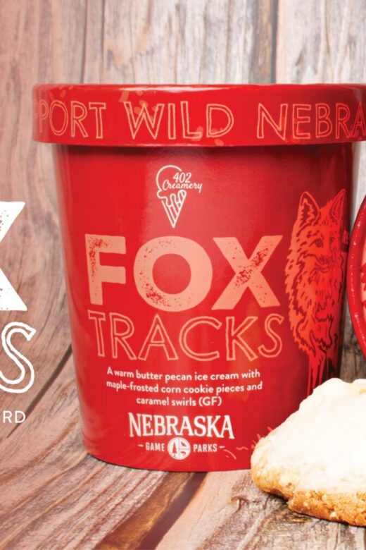 (402) creamery fox tracks icecream with maple frosted corn cookies in the foreground.