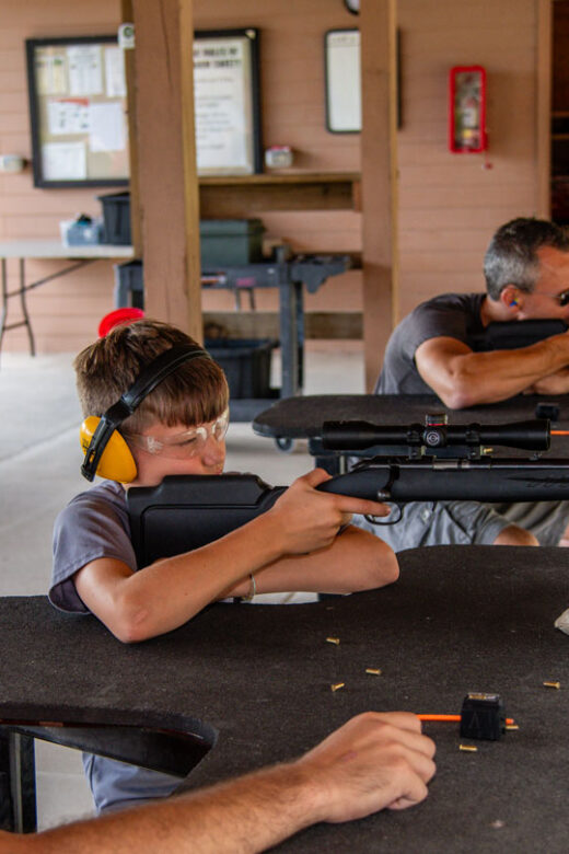 People practice target shooting at the outdoor range at Platte River State Park.