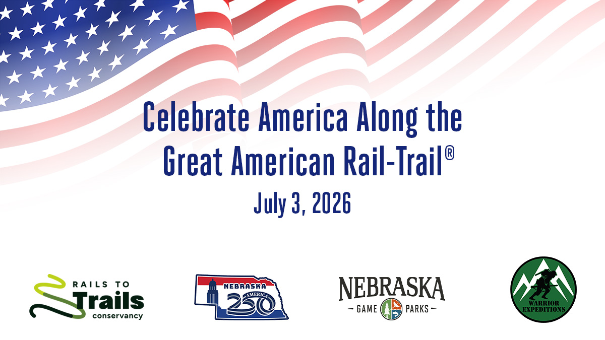 Event graphic for a Great American Rail-Trail Celebration in Battle Creek, Nebraska