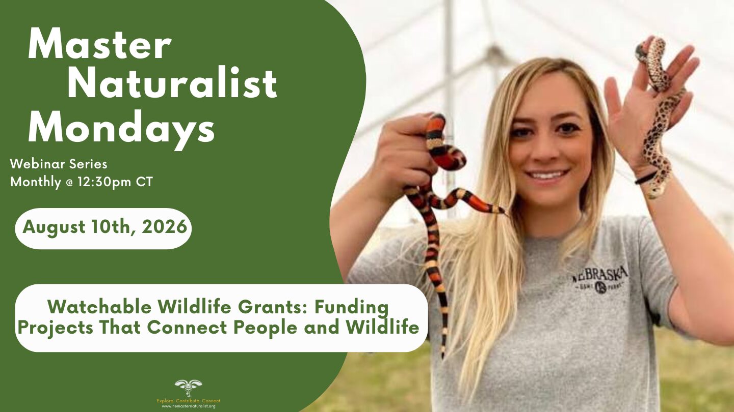 Master Naturalist Mondays event cover featuring a woman holding a coral snake.