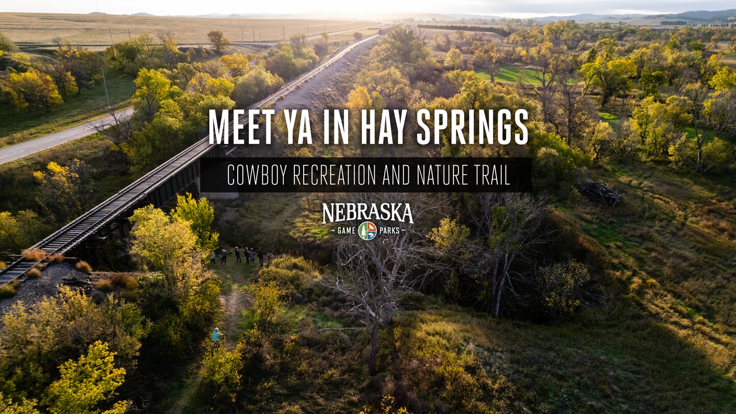 Aerial view of the Cowboy Trail during summer near Hay Springs, Nebraska.