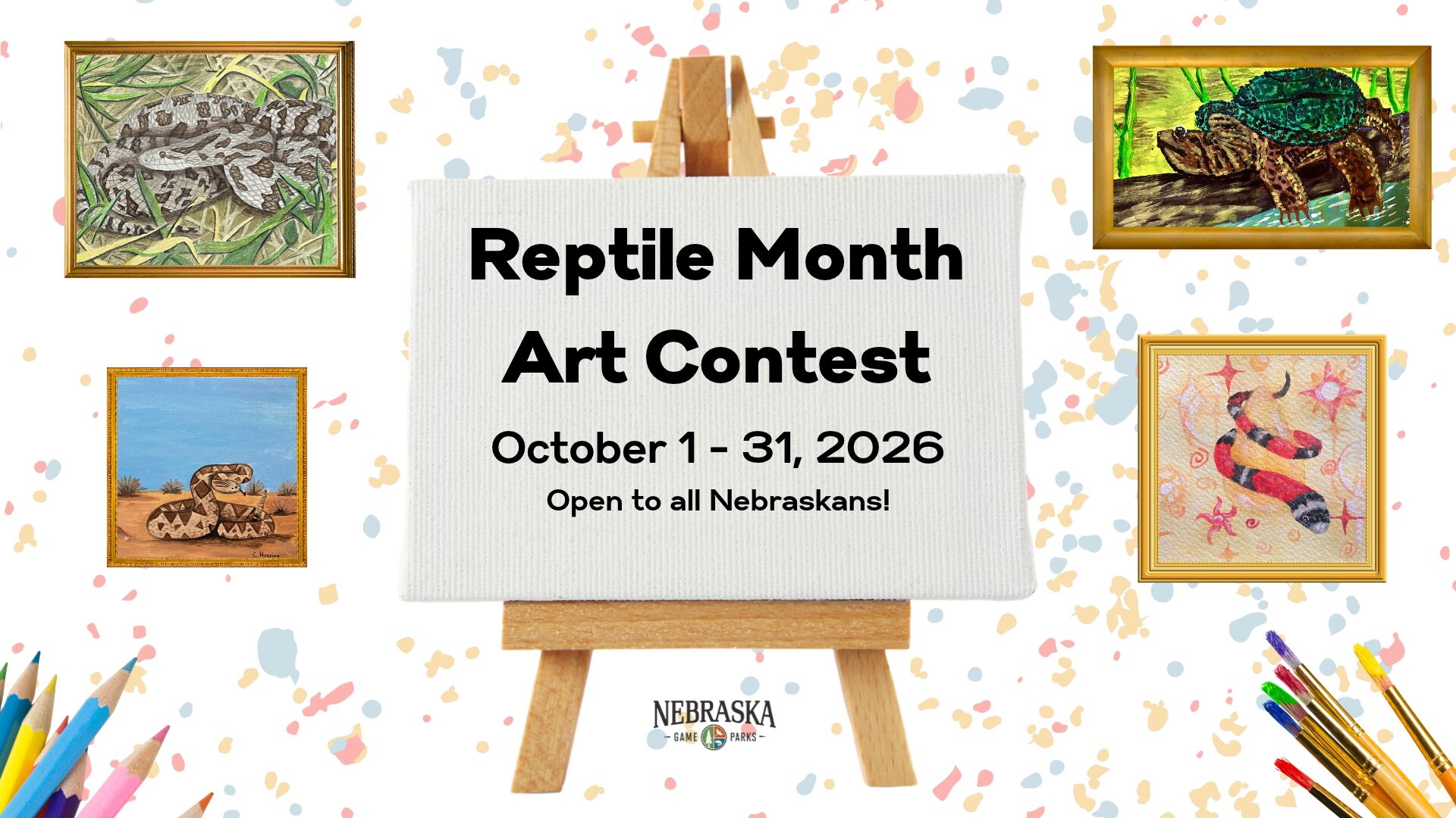 Event graphic for a Reptile Month Art Contest.