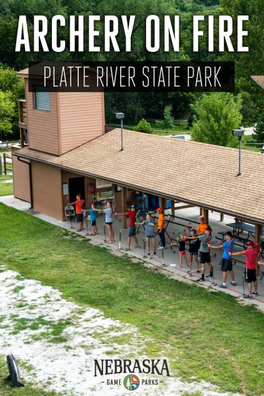 People shoot in the archery range at the Roger Sykes Outdoor Heritage Education Complex at Platte River State Park in Cass County.