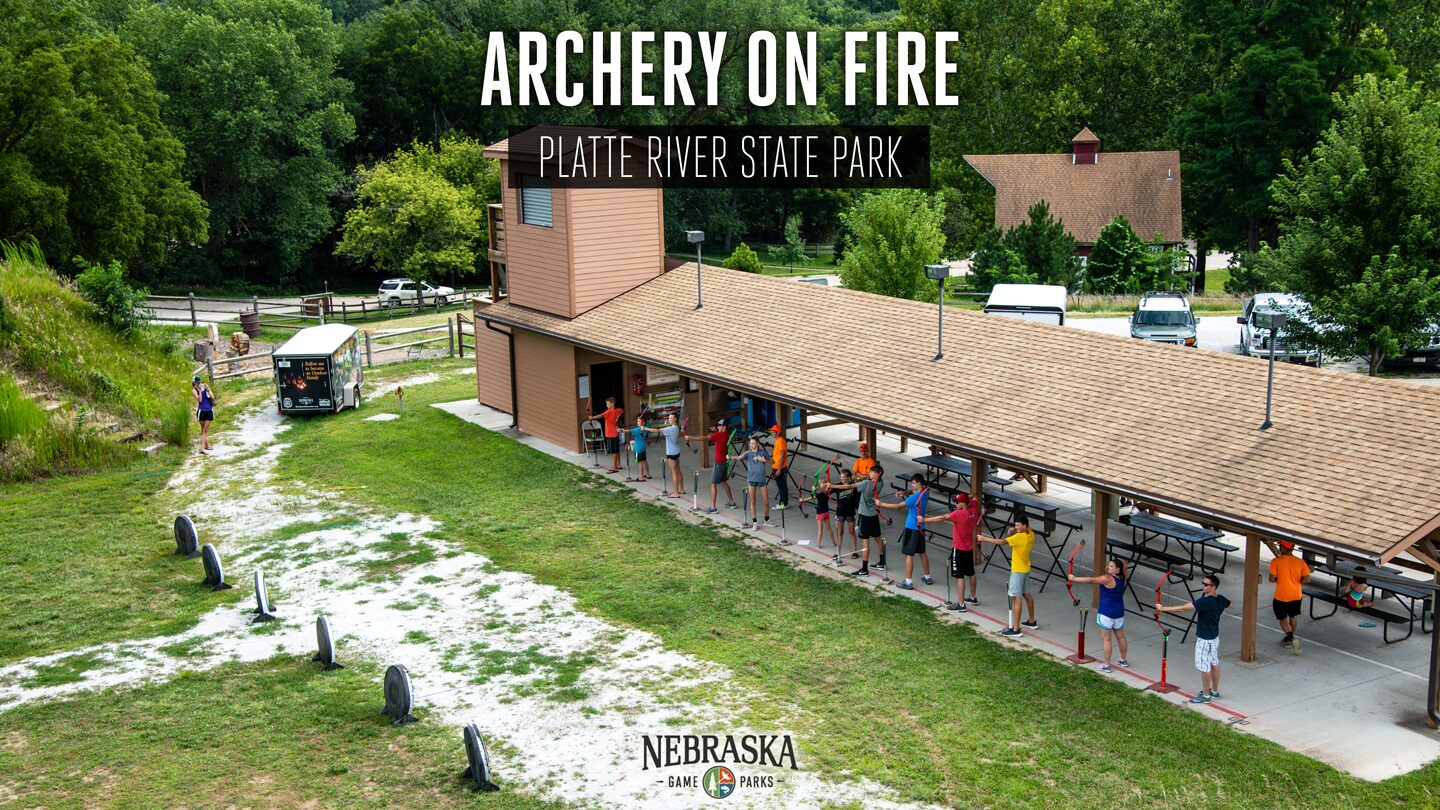 People shoot in the archery range at the Roger Sykes Outdoor Heritage Education Complex at Platte River State Park in Cass County.