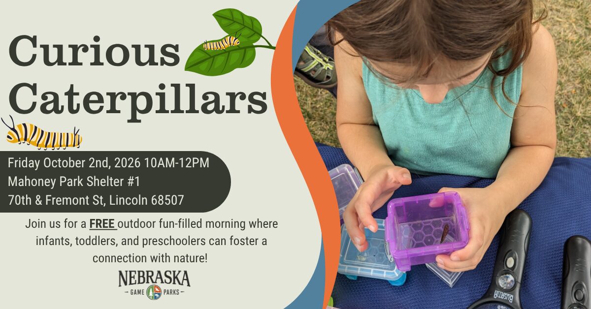 Event banner featuring a photo of a girl holding a butterfly next to event details.