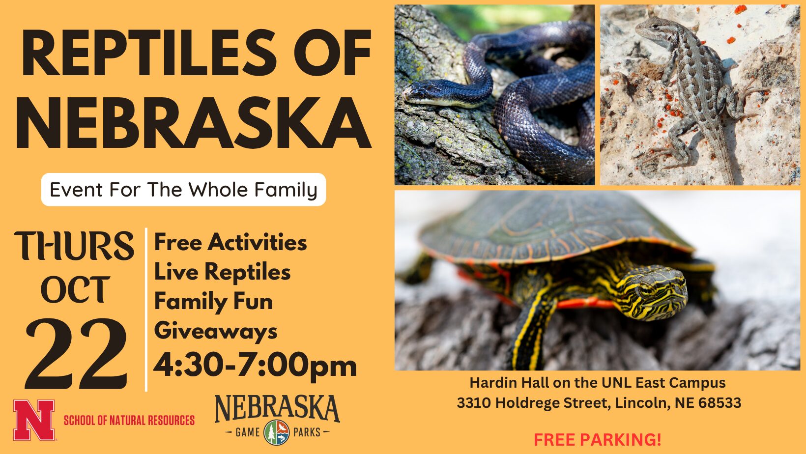 Graphic for reptiles of Nebraska event.