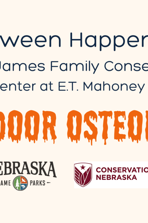 Event graphic for Outdoor Osteology at Mahoney State Park with bone and skeleton illustrations.